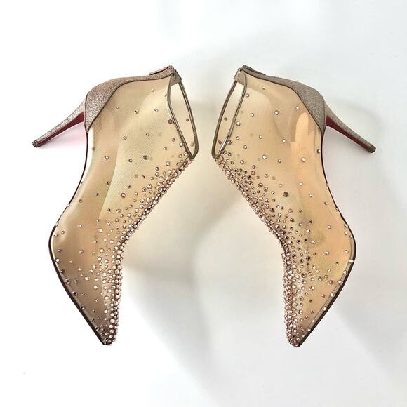 NIB Christian Louboutin Constella 85 Glitter Crystal Embellished Bootie 37.5 - Picture 7 of 13